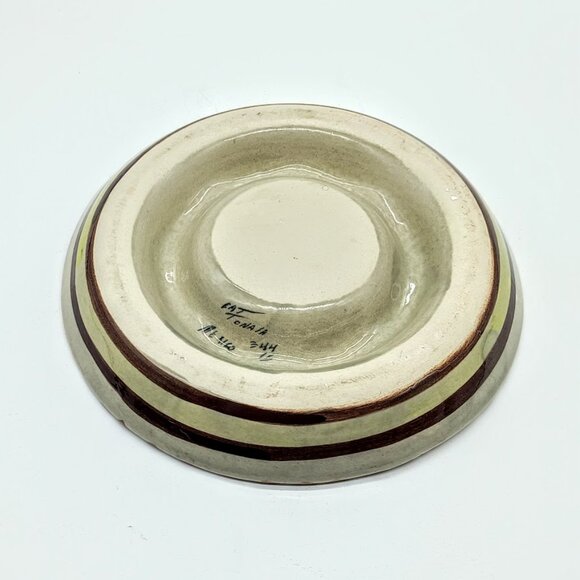 Hand-Painted Mexican Tonala Pottery Ashtray Round Dish - Picture 3 of 5